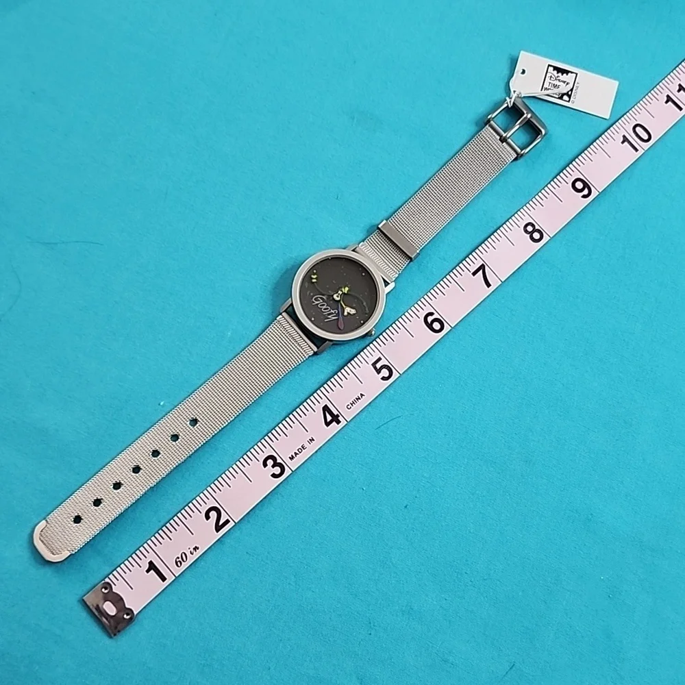 BNIB Vintage Rare Disney Time Works Abstract Goofy Mesh Metal Band Watch